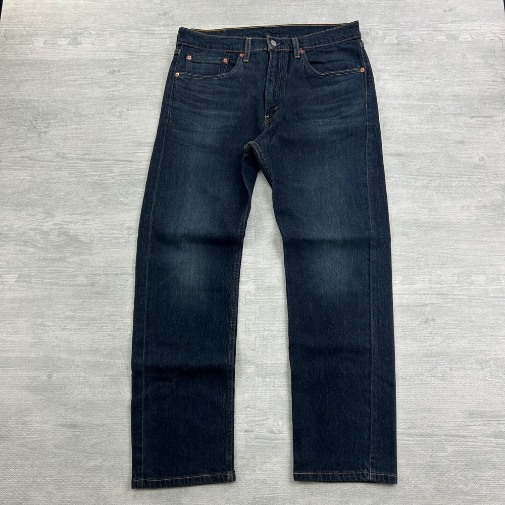 Levis 505 Jeans Size 34x30 Blue Dark Wash Denim Regular Fit Straight Leg